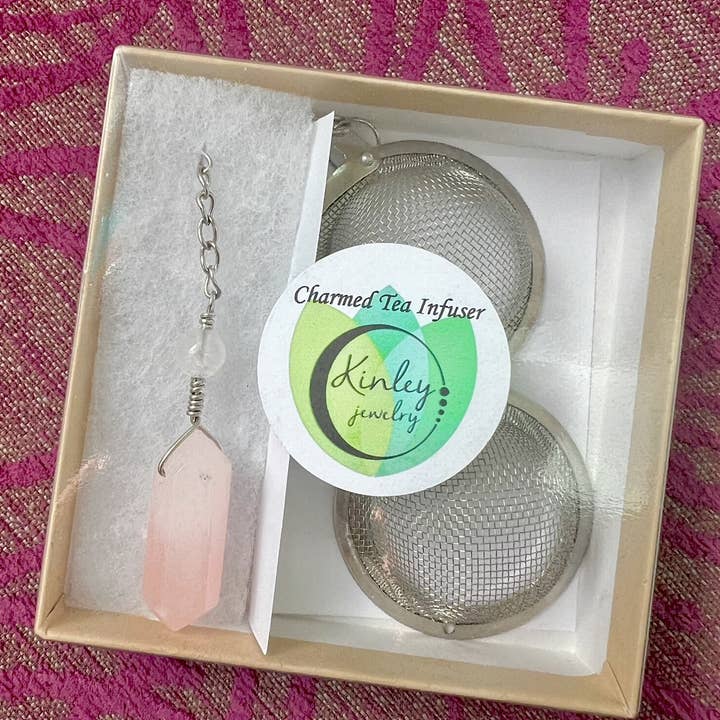Kinley Jewelry - Wholesale Tea Strainer/Infuser - Tea Infuser Self Love Rose Quartz Crystal Charmed Kitchen 3
