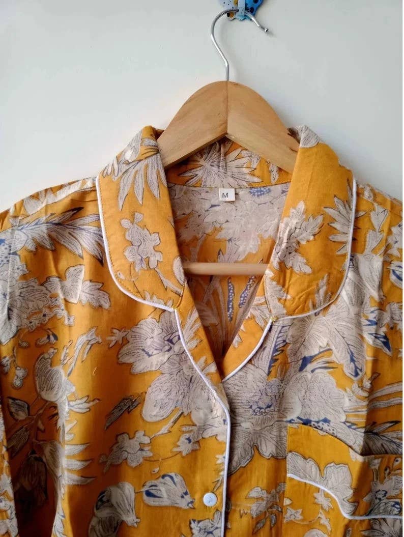 bhavnas boutique – Großhandel Schlafanzug-Set – Damen – Gemustertes Pyjama-Set aus 100 % Baumwolle für Damen, Sommer-Nachtwäsche2