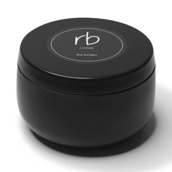 Rosbas Candles - Scented - Natural Soy Wax - Black Tin - 6 oz for wholesale by rosbas, llc