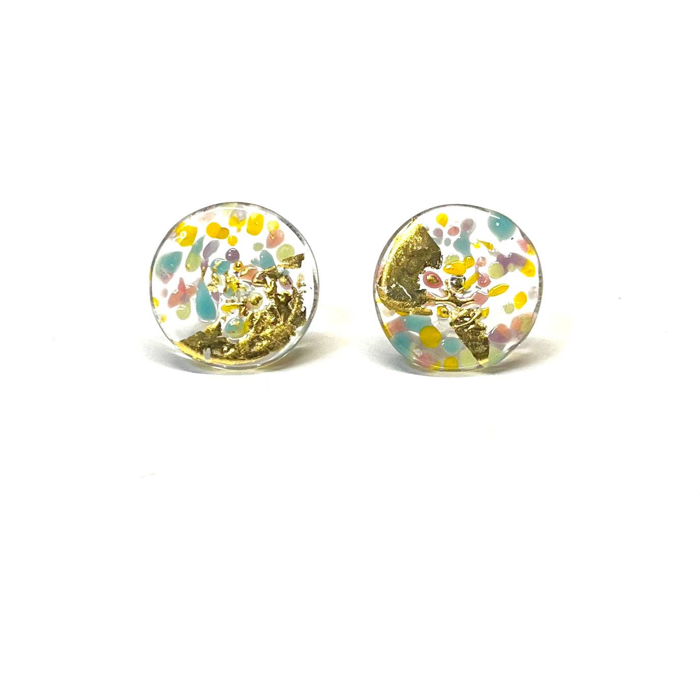 Helen Chalmers - Wholesale Stud/Post Earrings - Glass and Gold Midi Stud Earrings, Confetti1