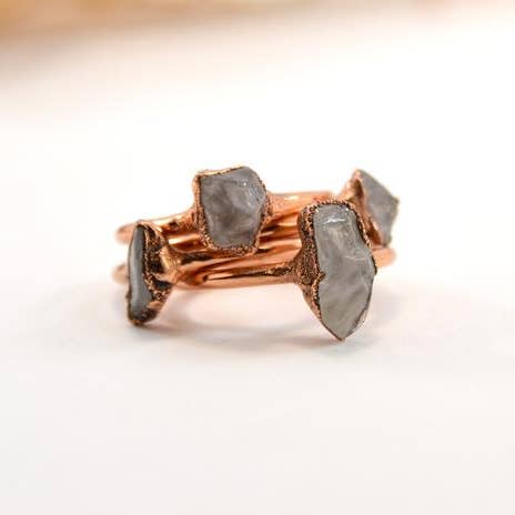 Daddy Daughter Jewelry - Wholesale Cocktail/Statement Ring - Dainty Copper Rose Quartz Ring | Love Stone Pink Rose Quartz3
