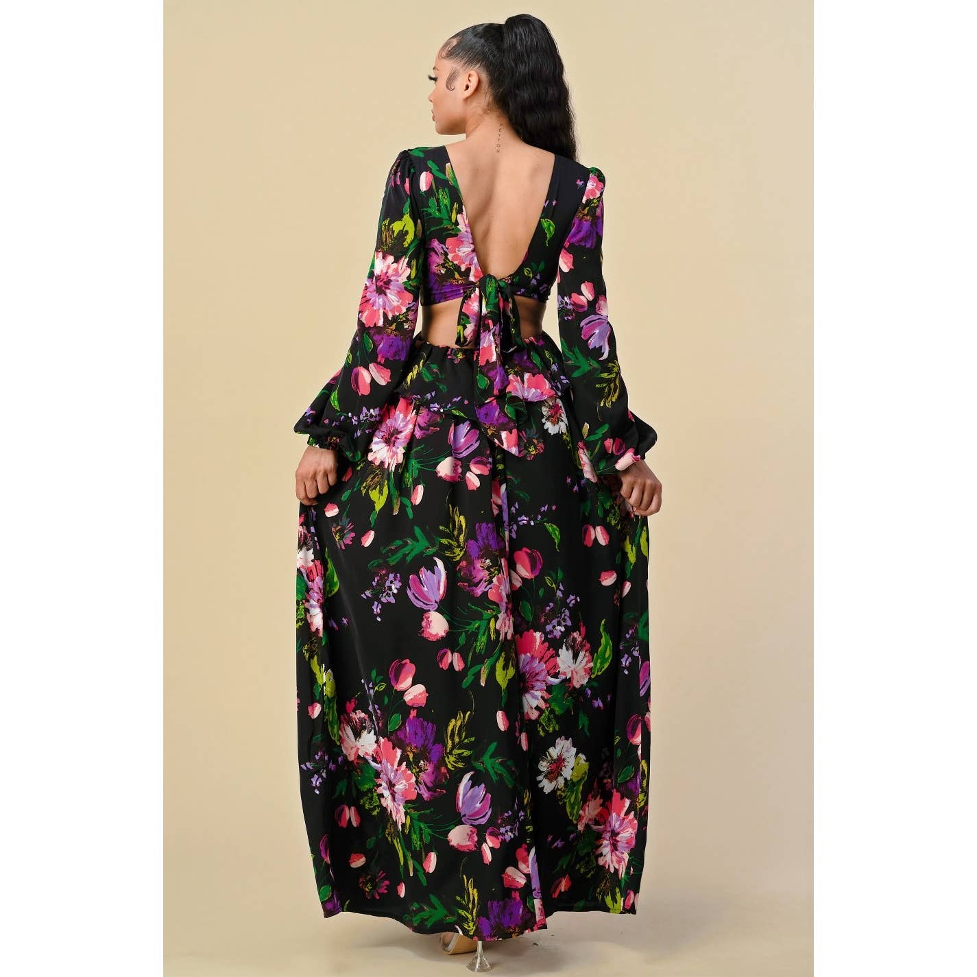 The Sang - Vente Robe – femme - SD3100520-2 - ROBE LONGUE À COL EN V PROFOND À IMPRIMÉ FLORAL6