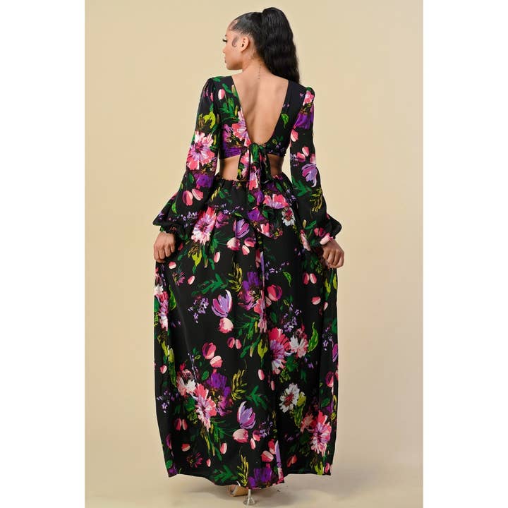The Sang - Vente Robe – femme - SD3100520-2 - ROBE LONGUE À COL EN V PROFOND À IMPRIMÉ FLORAL6