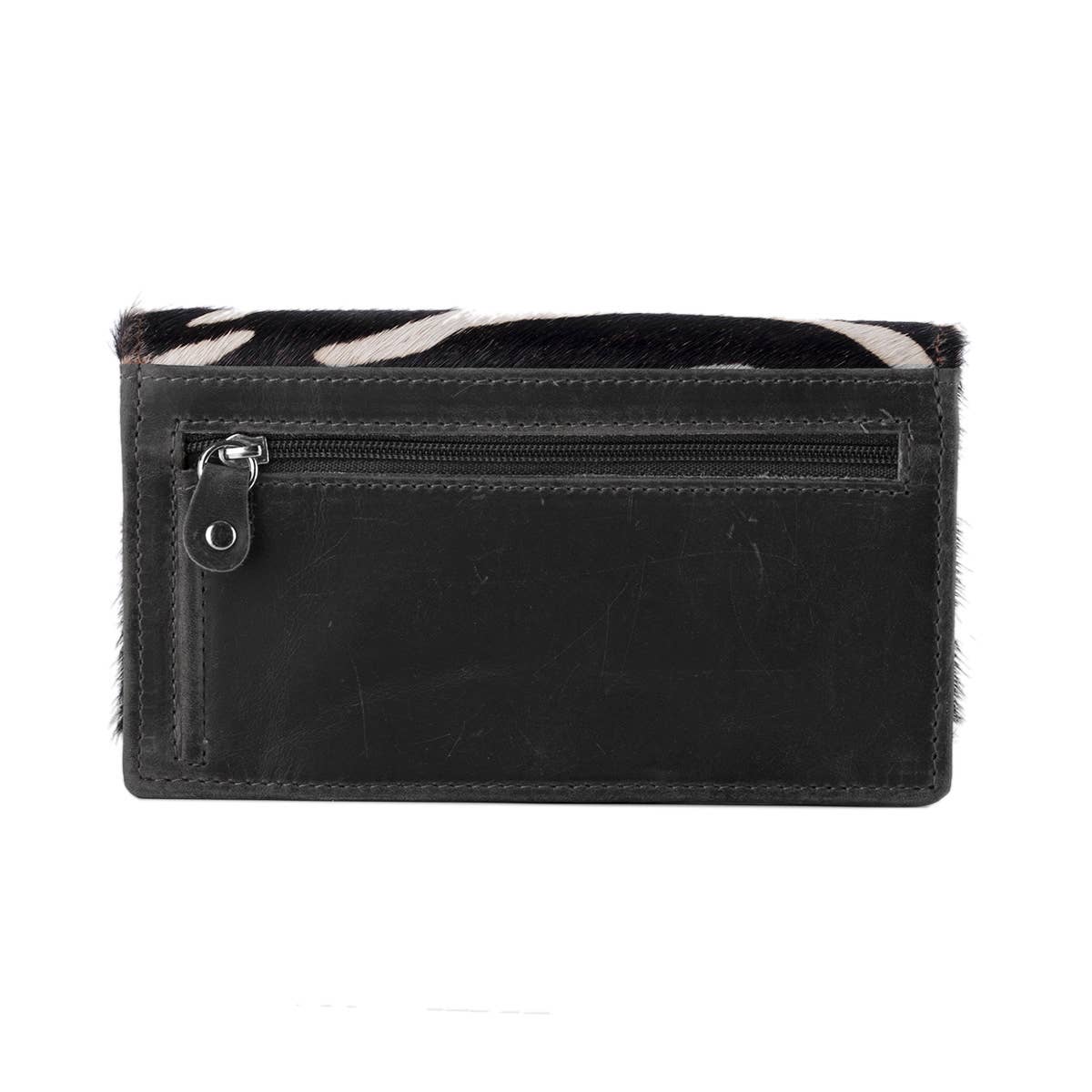 Arrigo - Wholesale Wallet - Women's - Leather Ladies Wallet RFID Black Leather Animal Print Fur17