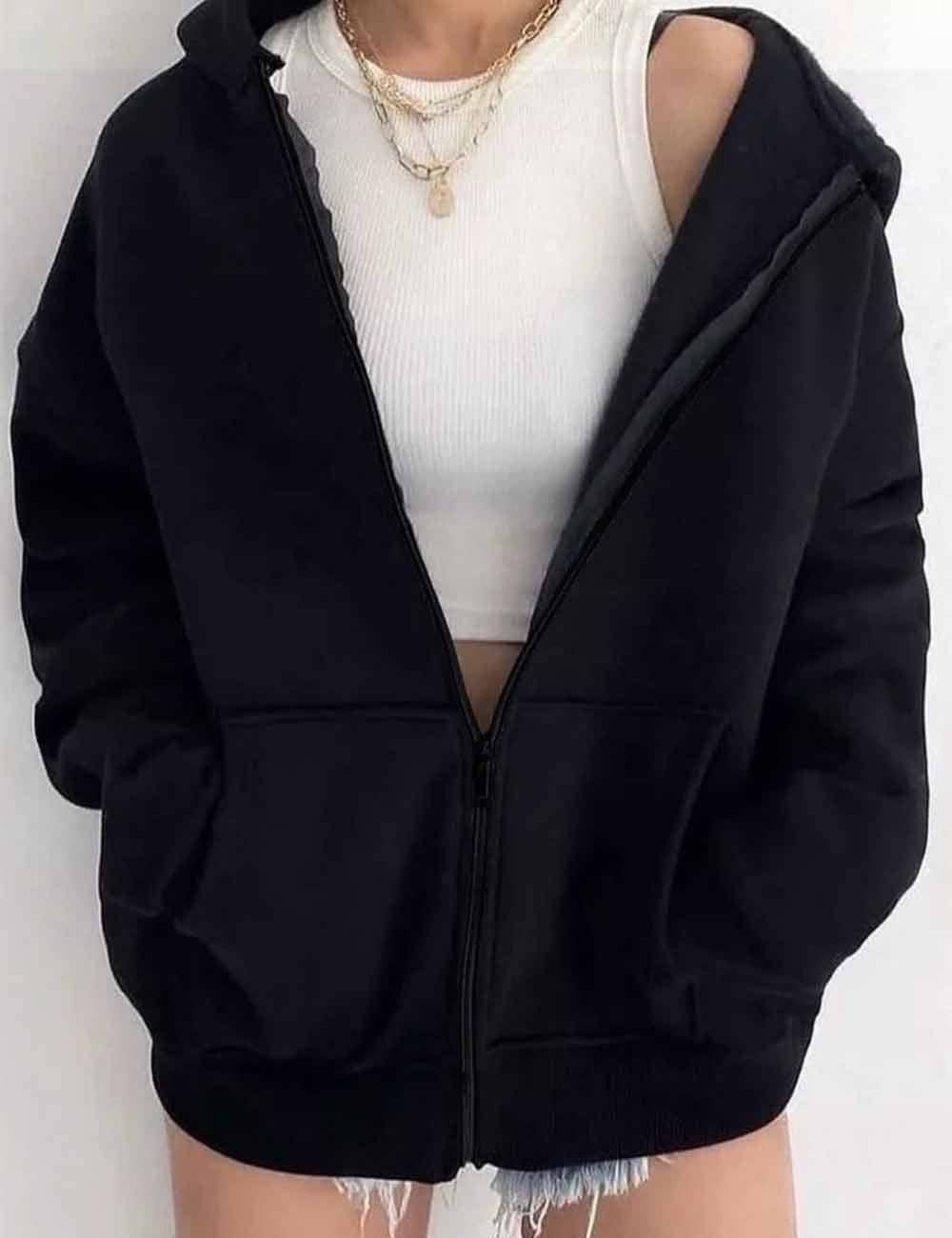 Sweetkama - Vente Sweat-shirt – femme - Sweat à capuche zippé uni pour femme à manches longues4