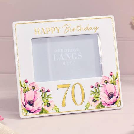 Blommig Keramik 3D Upphöjd Detalj med Guld 70-års Födelsedags Fotoram för wholesale av Langs