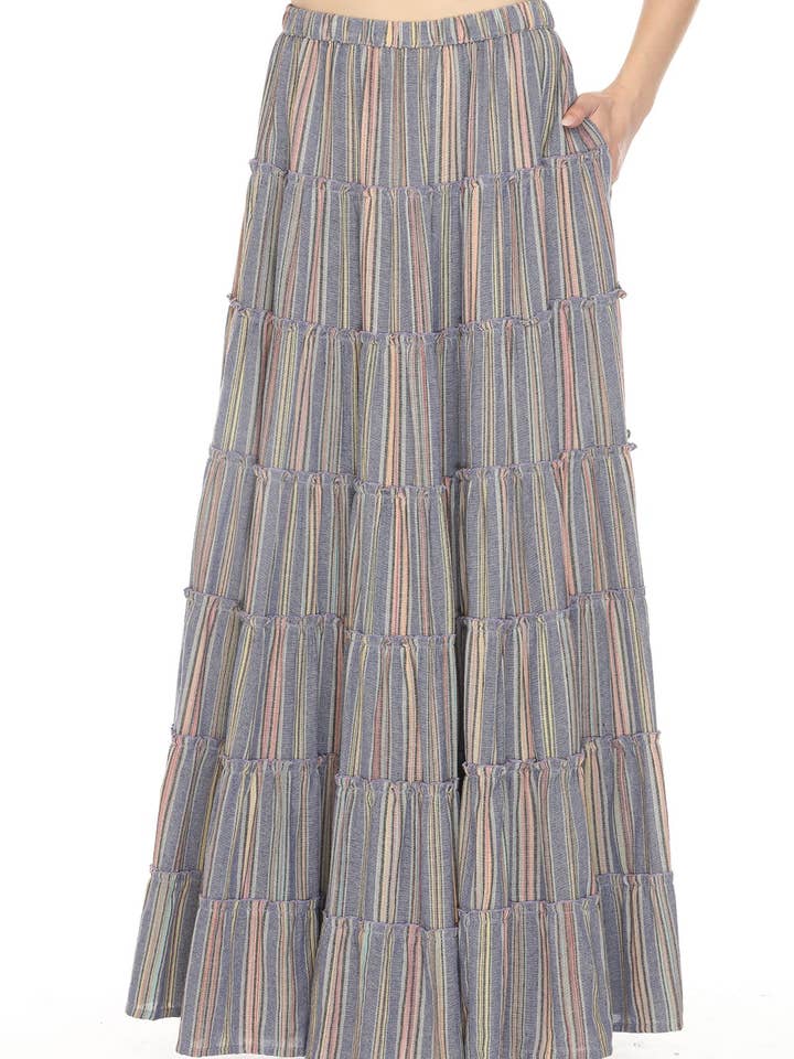 Stipe Ultra Maxi Skirt for wholesale by Lakhays Collection Inc.