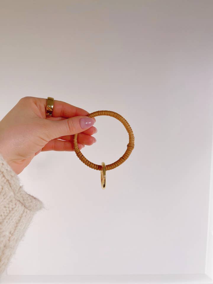 Rattan Key Bangle for wholesale by Meraki Handmade Collective
