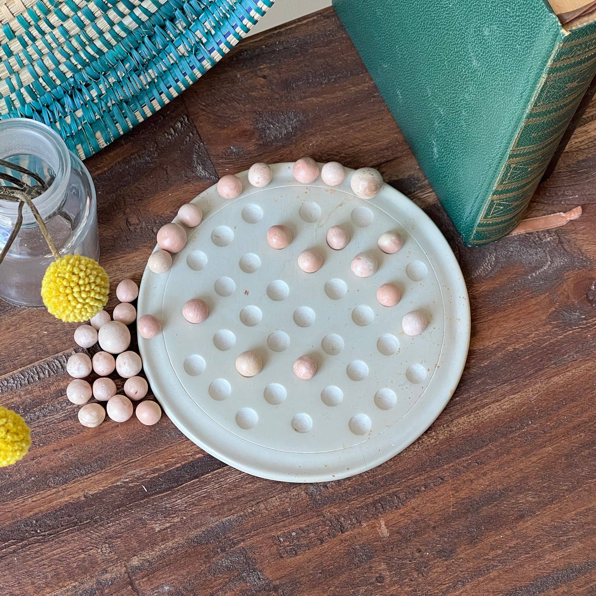 Global Crafts - Wholesale Board Game - Soapstone Round Solitaire Game with Marbles1