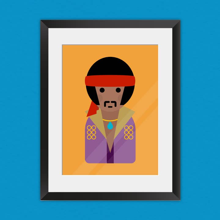 Impression artistique non encadrée inspirée de Jimi Hendrix pour la vente par Hey There Munchquin
