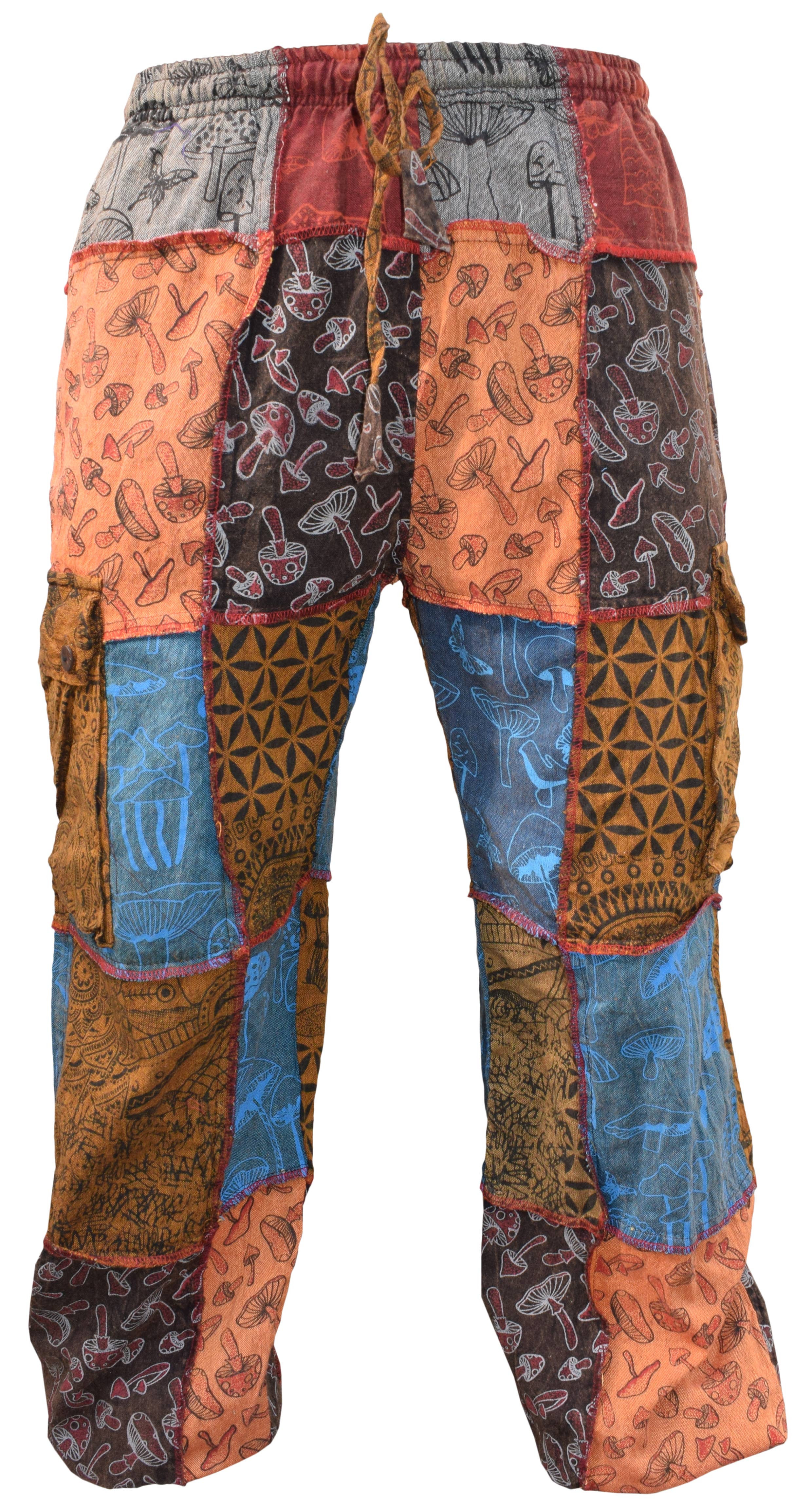 Gheri - Wholesale Broek - Uniseks - Patchwork Paddenstoel Print Yoga Cargo Zakbroek1