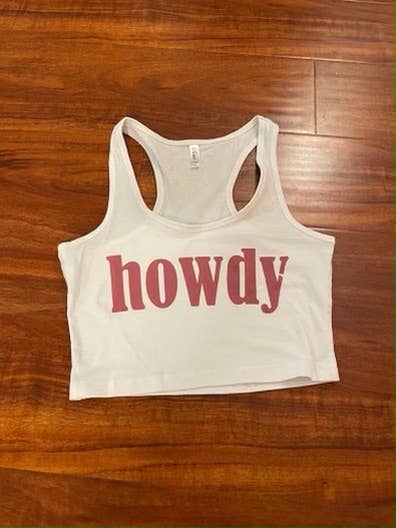 LA PRINT AND STITCH - Wholesale Tank Top - Women's - Howdy Cropped Tank Top