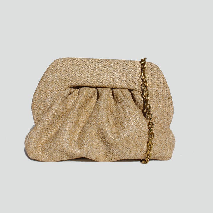 STREET LEVEL - Wholesale Clutch Bag - Women's - Noelle Straw Frame Clutch4