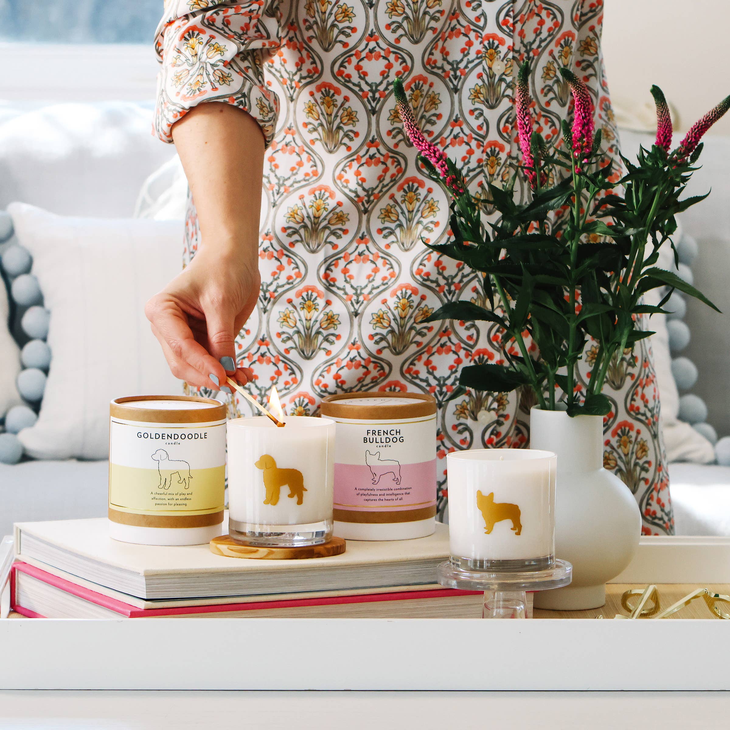 Scripted Fragrance - Wholesale Jar/Filled Candle - Goldendoodle Dog Soy Candle in Drinking Glass Two-In-One1