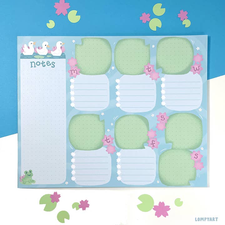 Pond Pals Weekly Planner Desktop Notepad for wholesale by LompyArt