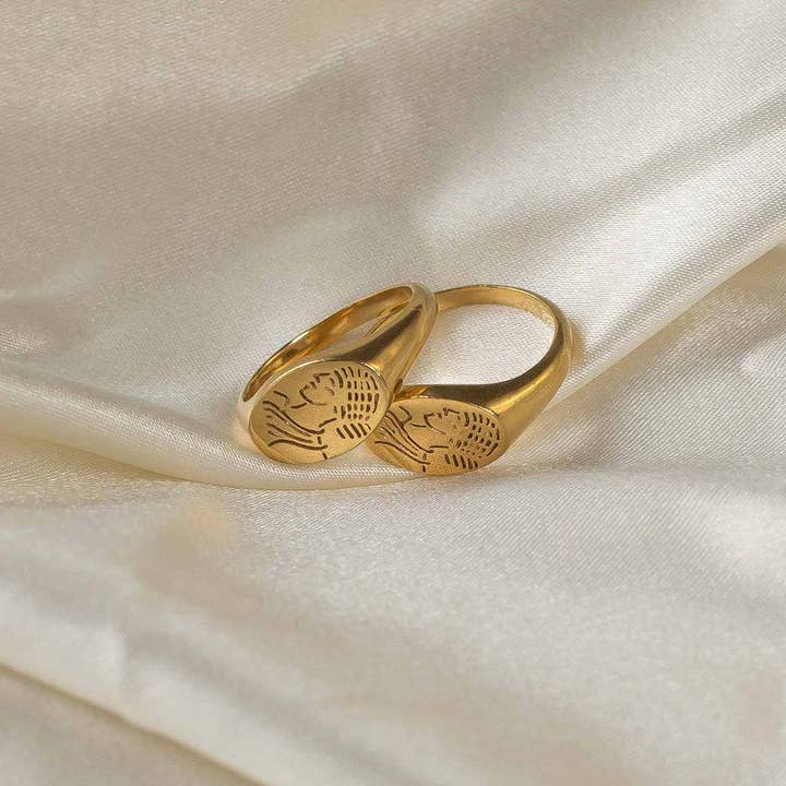 S-kin Studio Jewelry - Wholesale Signet Ring - Roma III Signet Ring - Gold Fill1