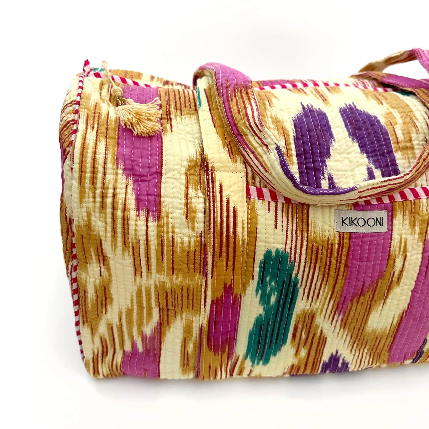 kikooni – Großhandel Weekender-Tasche – Damen – handgemachte Baumwolltasche  "HAPPY IKAT"1