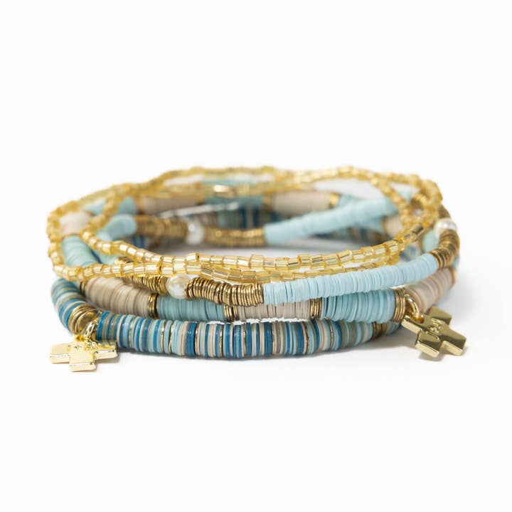 Grace Bracelet Stack of 5 - Blues for wholesale by INK + ALLOY