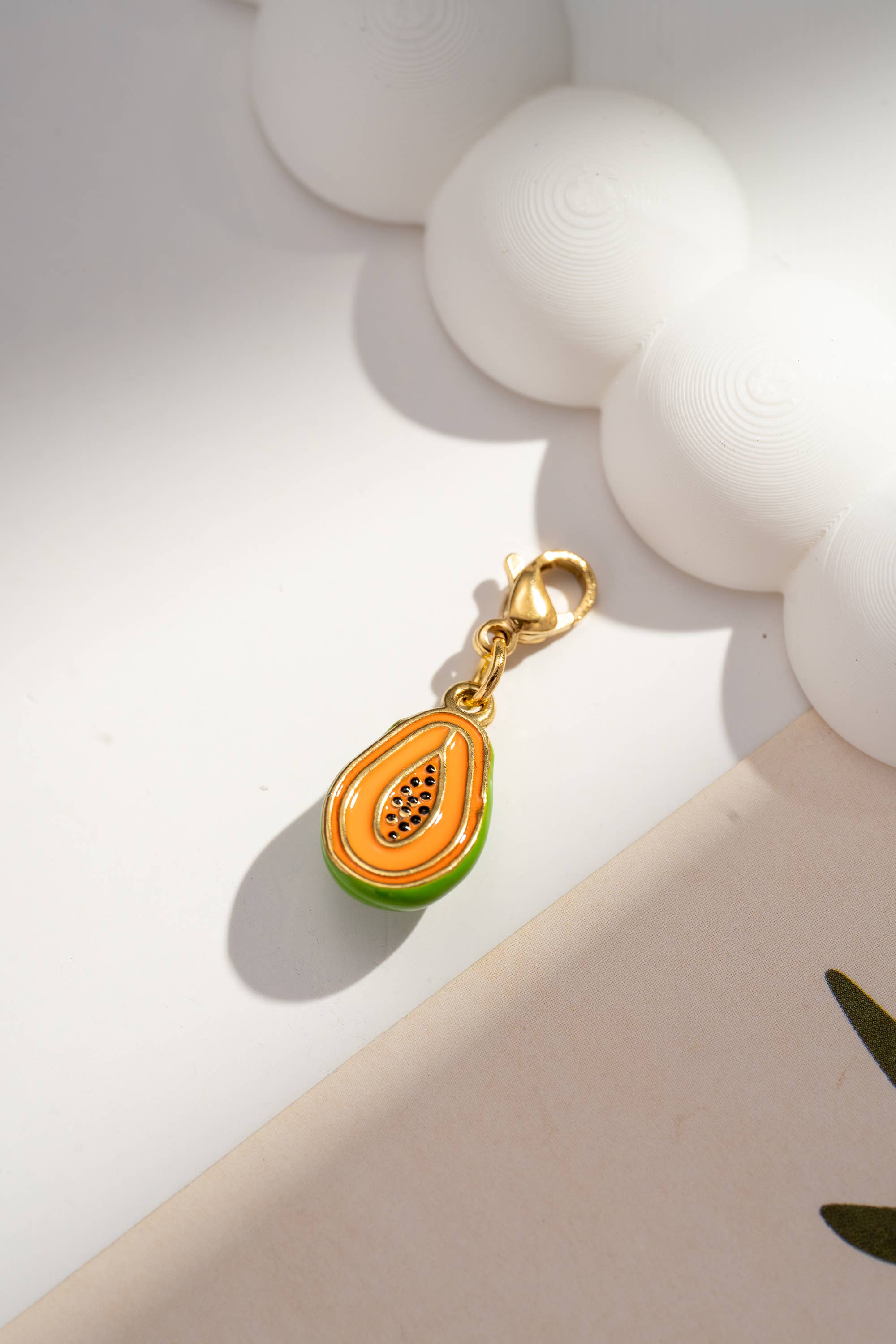 COSMOS - Wholesale Individual Charm/Pendant - Stainless steel papaya pendant charms exotic fruit