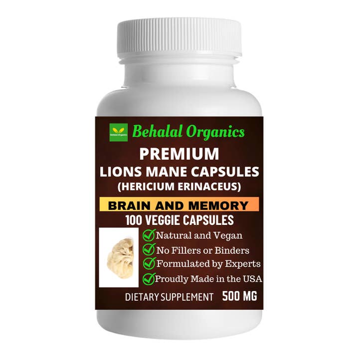 Lions Mane Capsule Premium Hericium Erinaceus för hjärna och för wholesale av Behalal Organics