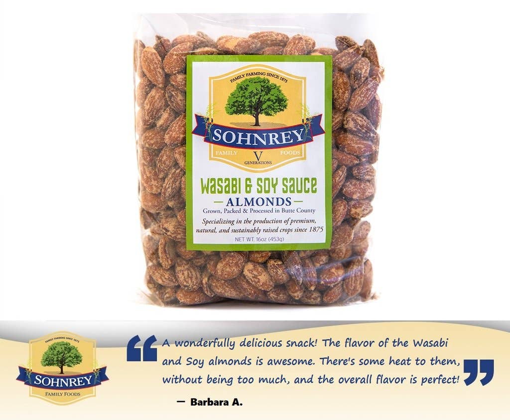 Sohnrey Family Foods LLC - Wholesale Nuts - Wasabi & Soy Almonds 6 oz1
