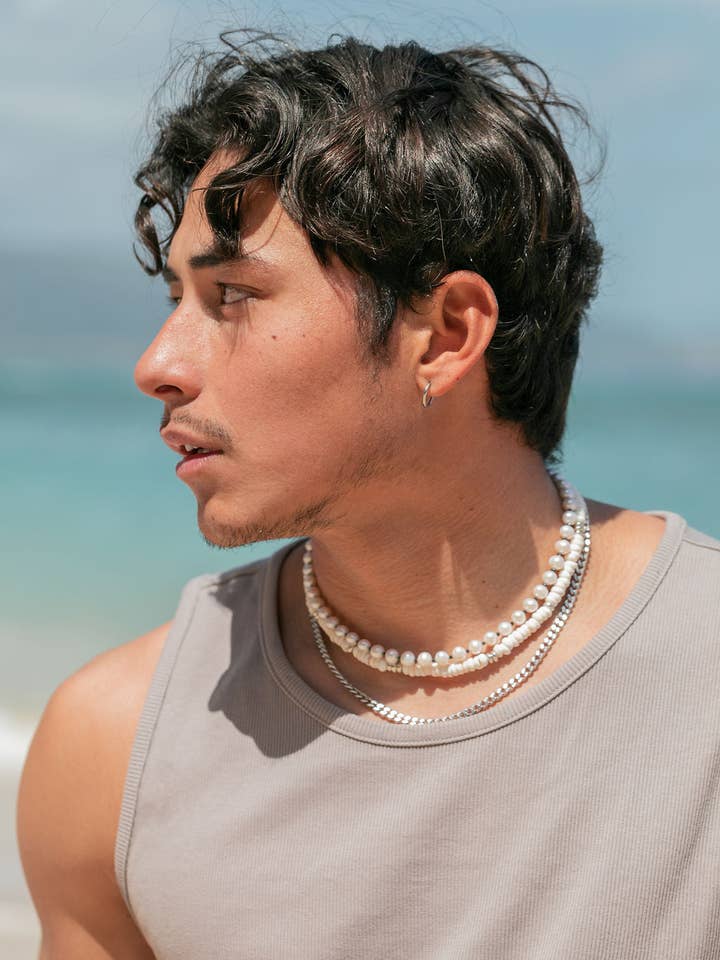 Unisex sølv Puka Shell halskæde - Ikaika for engroshandel hos Ke Aloha Jewelry