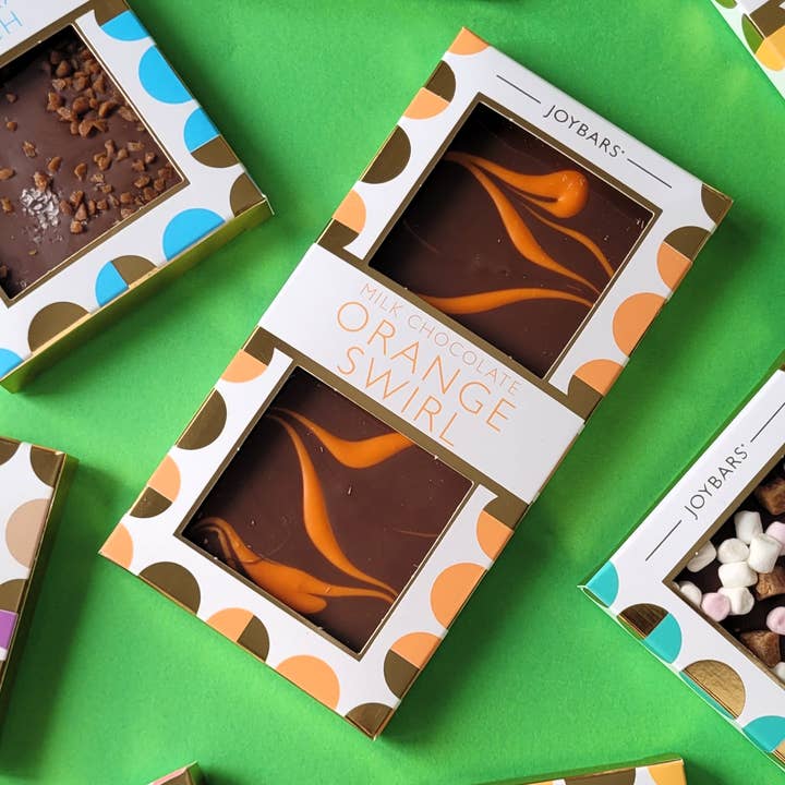Finest Colombian Milk Chocolate Bar - Orange Swirl Bar for wholesale by Joypots Ltd
