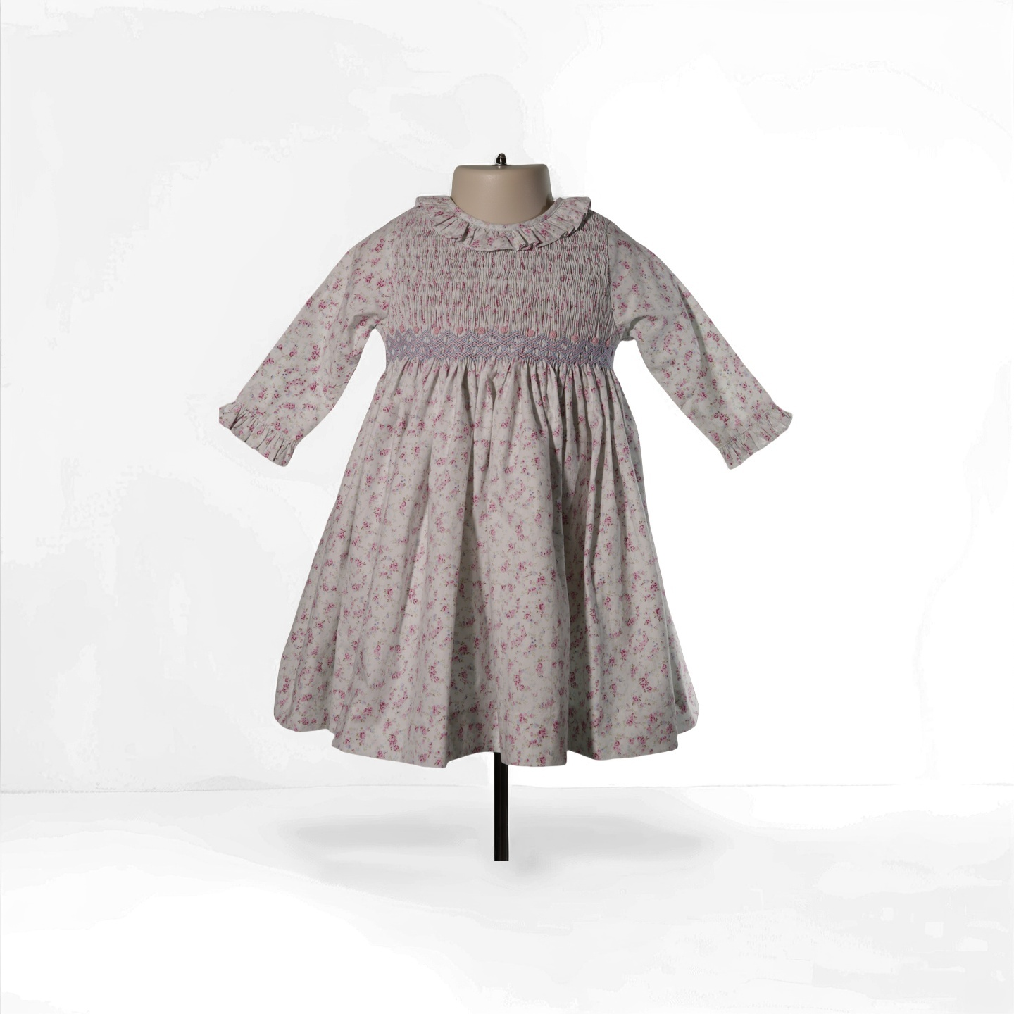 Hello Bebes! - Wholesale Dress - Kids - Floral Heirloom Smocked Long Sleeve Dress1