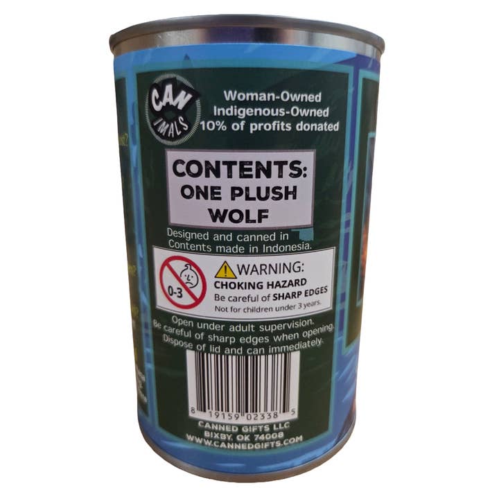 Canned Gifts - Wholesale Stuffed/Plush Toy - Kids & Baby - Montana Edition - Canned Wolf - Stuffed Animal Plush w/Jokes3