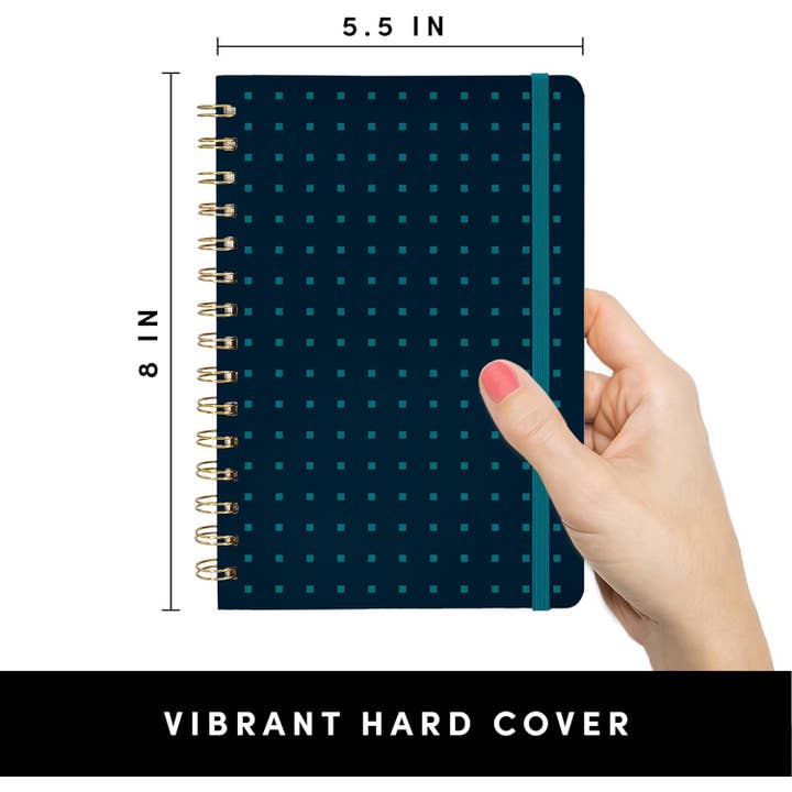 Paperage - Wholesale Notebook - Navy Turquoise Dot Hardcover Spiral Lined Journal Notebook2
