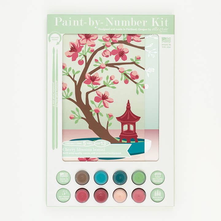 Elle Crée (She Creates) - Wholesale DIY Craft Kit - Cherry Blossom Bonsai Paint-by-Number Kit0