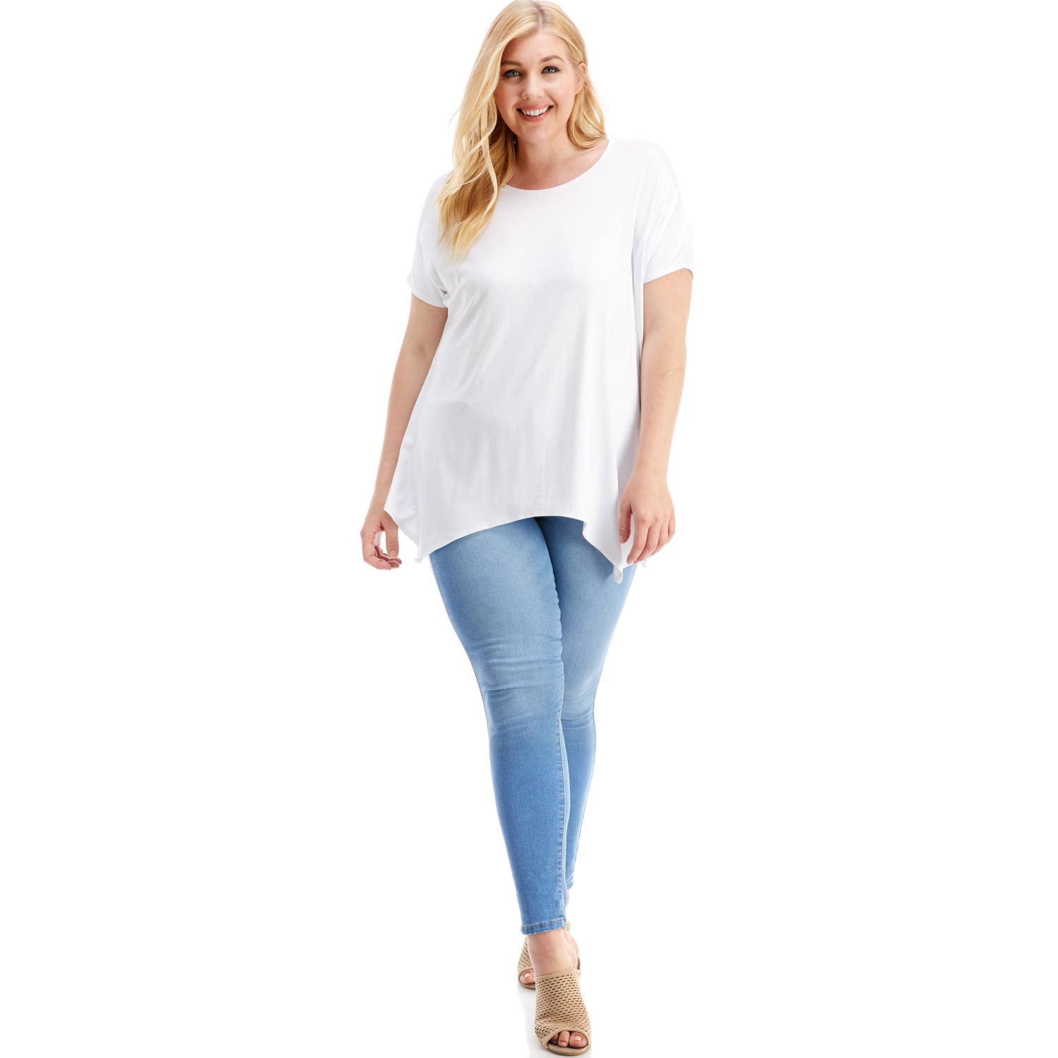 Azules Clothing - Wholesale Tunic - Women's - ATP-2307RSX Plus Size Asymmetric Short Sleeve Tunic64