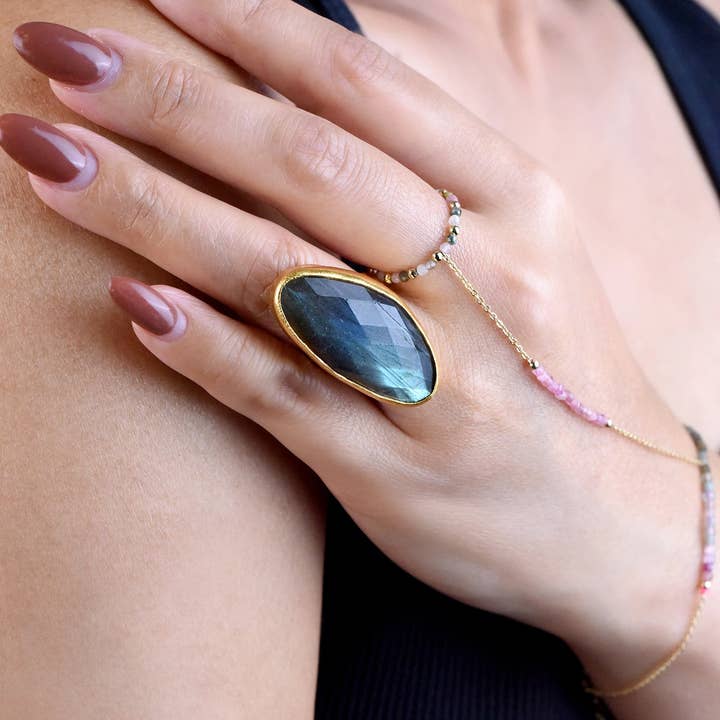 18K Gold Plated Over Brass Large Gemstone Ring (Adjustable). and other Purchase Wholesale feliway. Free Returns & Net 60 Terms on Faire trending on Faire.