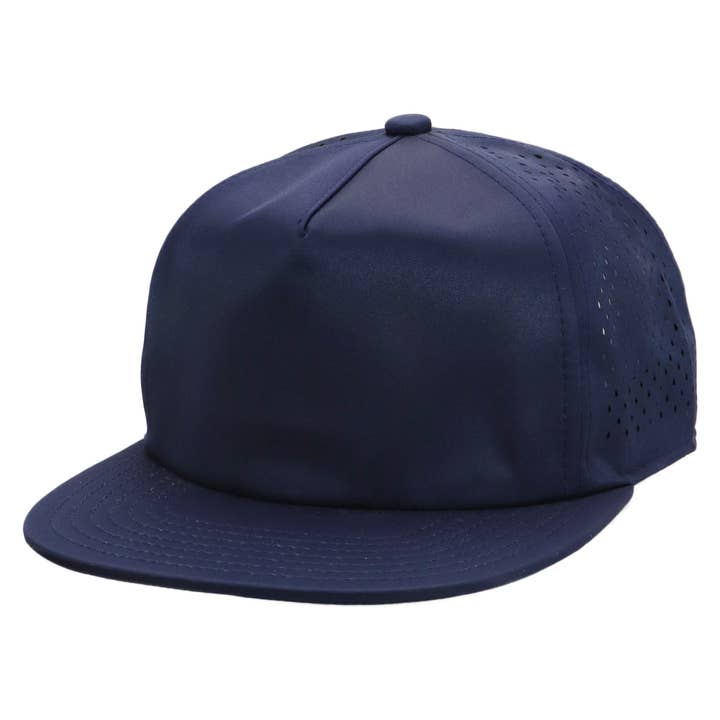 Cap Zone - Wholesale Flat Brim Cap - Unisex - Five Panel Unstructured Polyester Perforated Snapback6