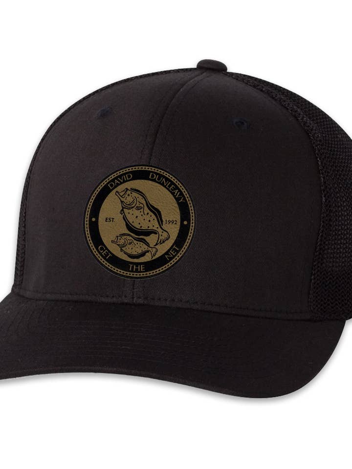 Flounder Deco 6 Panel Flexfit Trucker Hat Black Black for wholesale by David Dunleavy