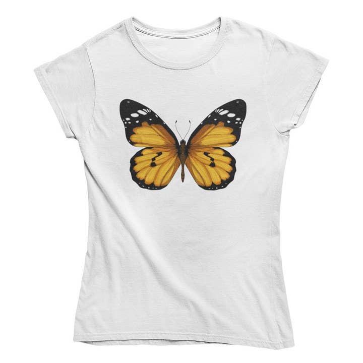 t-shirt pour femme - papillon jaune pour la vente par Mamino