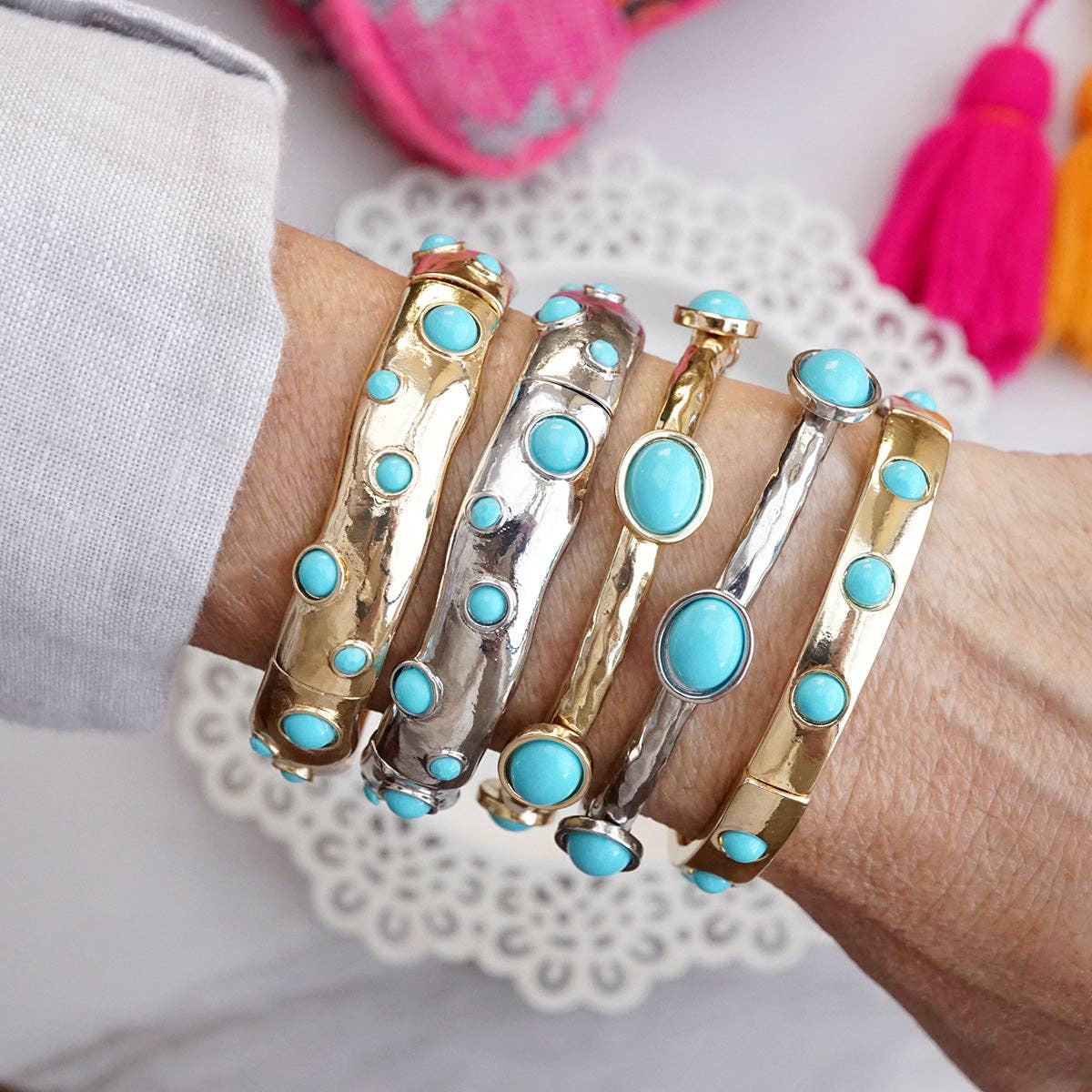 PennyLine inc - Wholesale Bangle Bracelet - Desert Orbit – Turquoise Station Stretch Bangle5