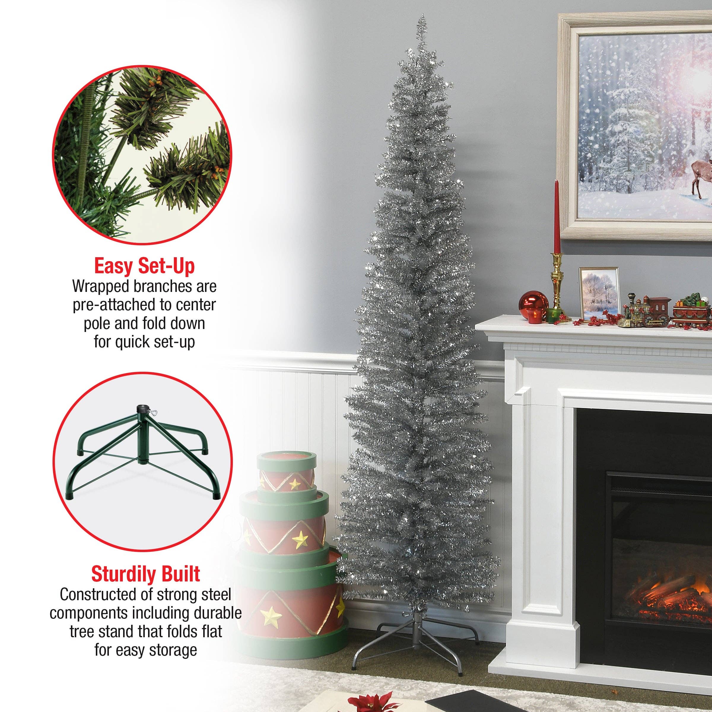 National Tree Company - Wholesale Artificial Christmas Tree - 7 ft. Tinsel Collection Silver Tree7