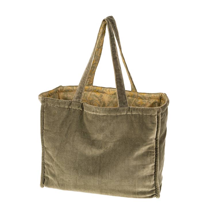 Block Print Velvet Reversible Tote, Cypress for wholesale by Indaba Trading