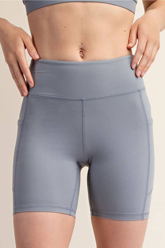 Sunday Morning - Wholesale Athletic Shorts - Women's - P406237-Butter Soft 6 Inch Biker Short with Pockets6