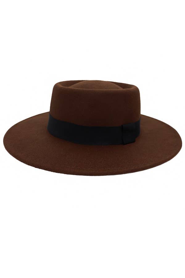 Cap Zone - Wholesale Fedora - Women's - Bolero Felt Pork Pie Crown Hat-Black Band8