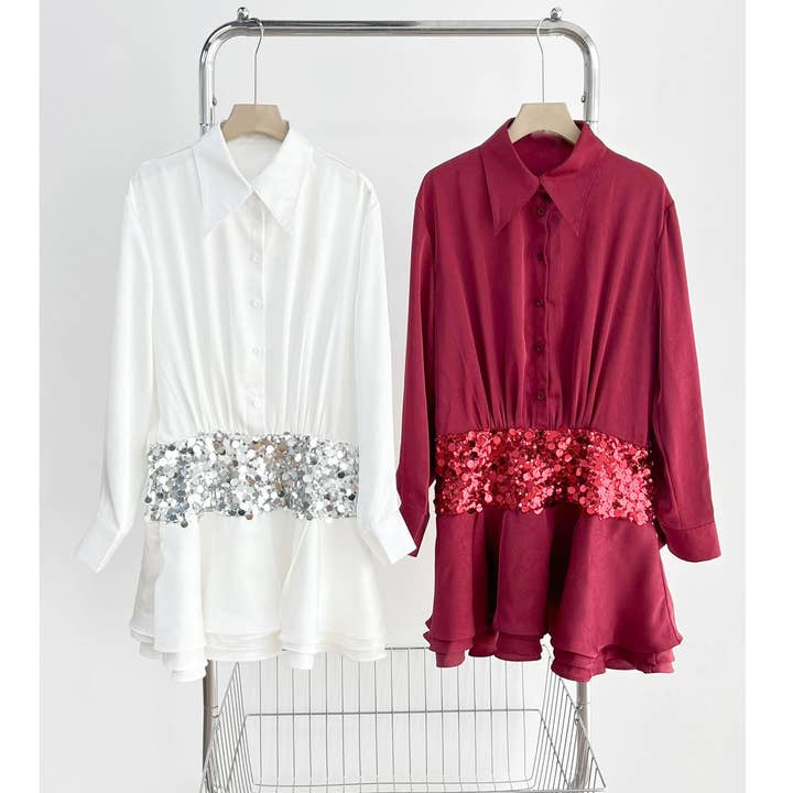 Robe à sequins boutonnés sur le devant pour la vente par XHHH Inc