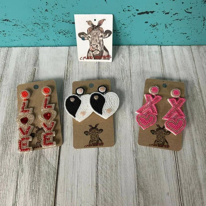 Pendientes con forma de semillas de San Valentín para venta al por mayor de Crazy Heifers Wholesale