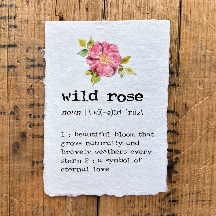Impression de définition de rose sauvage sur papier fait main pour la vente par Alison Rose Vintage