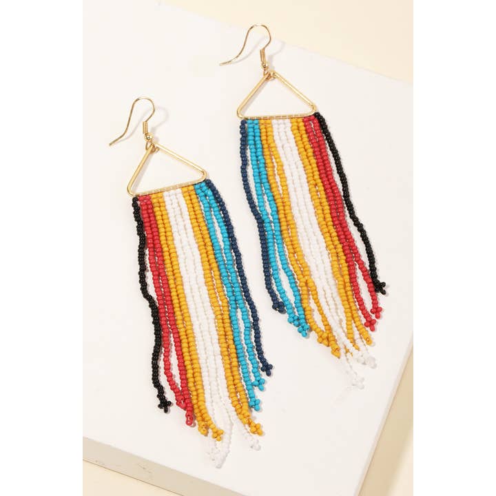 Anarchy Street - Wholesale Tassel Earrings - Triangle Multi Color Beaded Fringe Earrings
