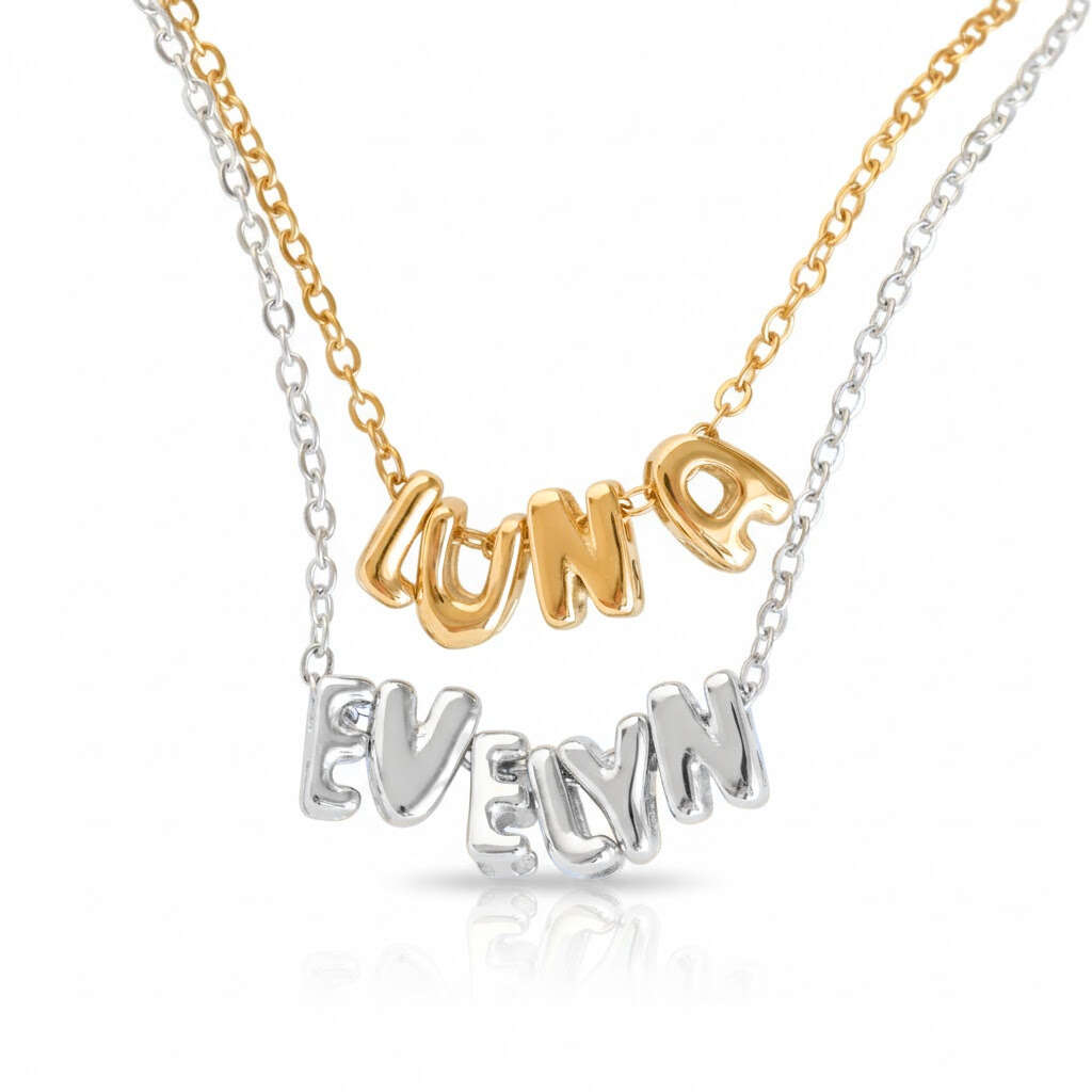 Blueyejewelry – wholesale Pendant/charm necklace – Bubble Letter Necklace - Custom Small Balloon Name Necklace0