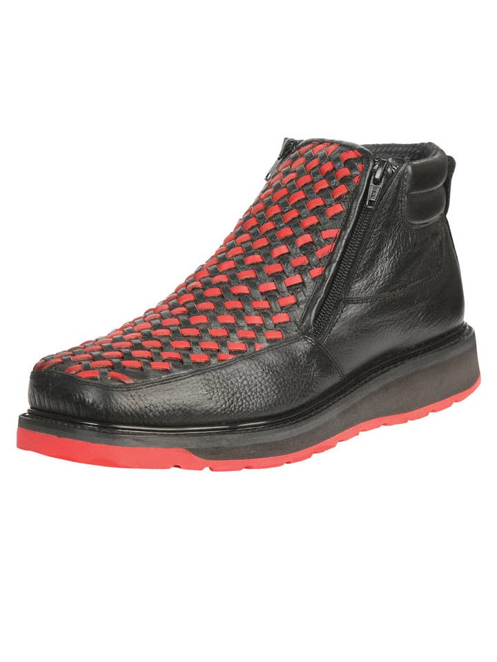 Botas de Tornozelo para Homem El General com Fecho - Couro Petatillo Preto/Vermelho 45402 por atacado de El General Western Wear