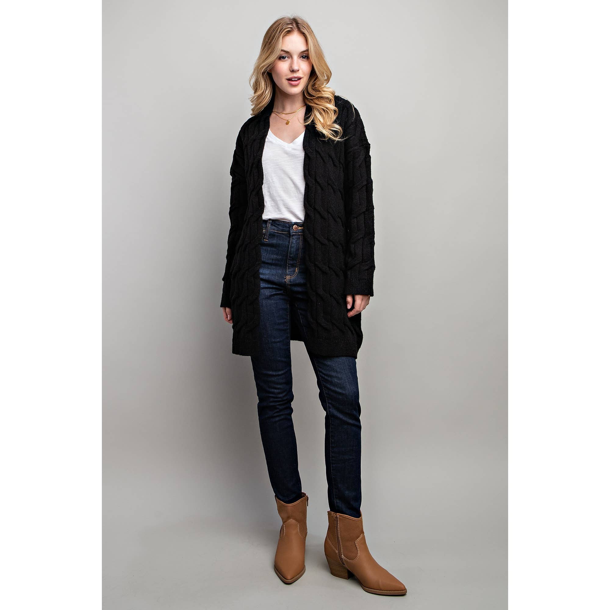 Sweet Generis - Wholesale Cardigan - Women's - CHUNKY CABLE KNITTING CARDIGAN1