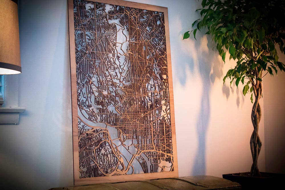 One Man One Garage - Wholesale Wall Accent - City Maps, Large 24x36" Perfect Housewarming Gift! Wooden Street Cutouts29