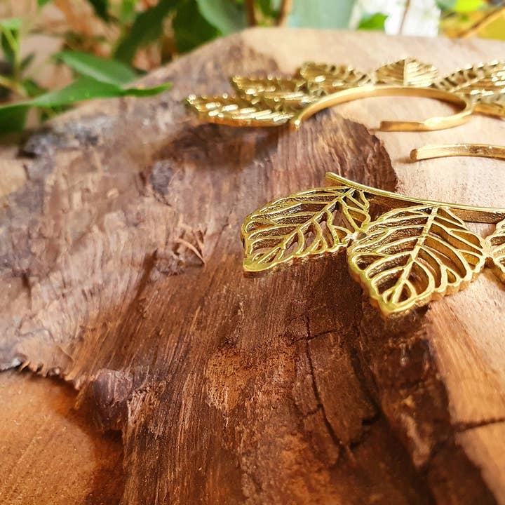 Kaali Boutique – wholesale Cuff/wrap earrings – Ear Cuff Brass Leaf design / Tribal / Boho / Costume / Fancy Dress / Cosplay / Festival Jewellery / Indian /2